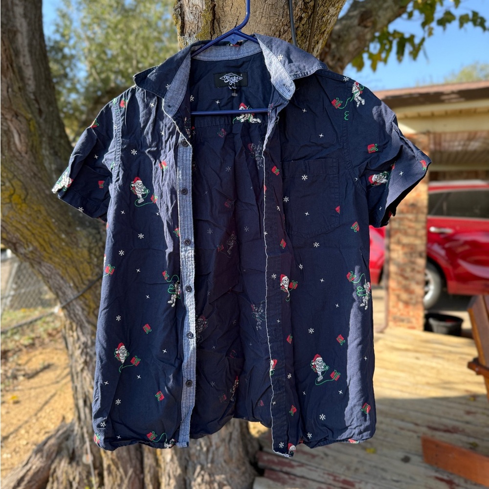 Eighty Eight Navy Blue Men's Shirt with Holiday Print